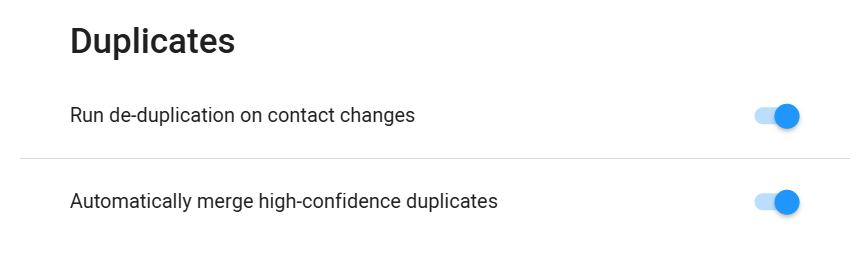 Automatically Merge Duplicates Toggle