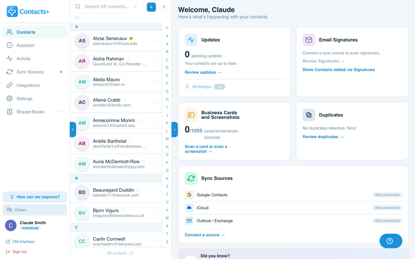 ContactsPlus Teams shared dashboard on desktop