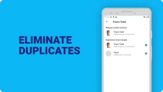 ContactPlus mobile app feature for identifying and eliminating duplicate contacts to keep your address book clean.