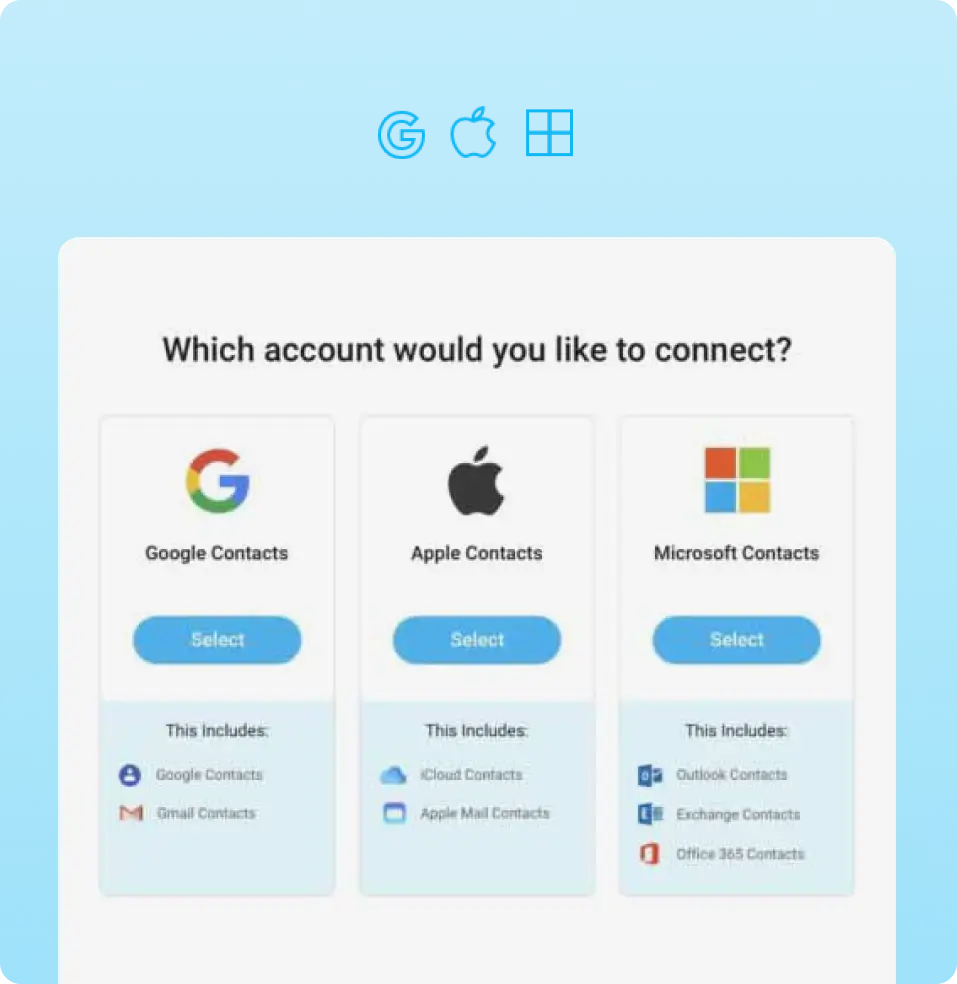 ContactPlus Mobile Sync Sources interface for managing contact synchronization
